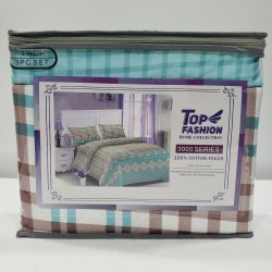 100G TWIN SIZE PRINTED CHECK BED SHEET 3-PIECE SET 8PC/CS